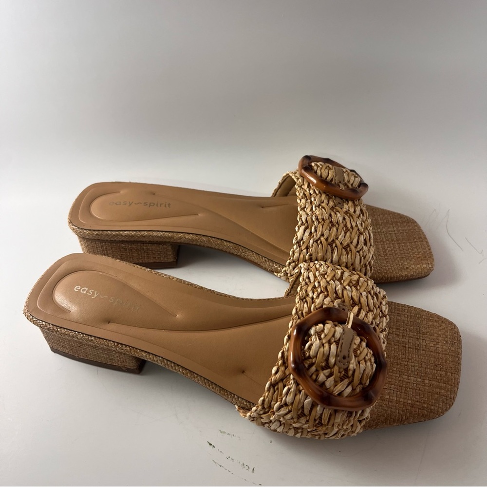 Easy Spirit Braided Tan Slide Mules with Tortoiseshell Accent - Picture 4 of 6
